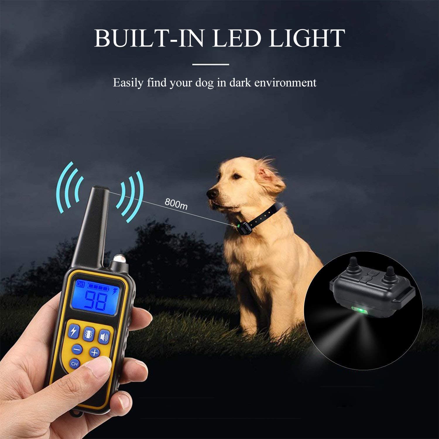 dog training collar 800M remote rechargeable and waterproof dog trainer for 3 dogs