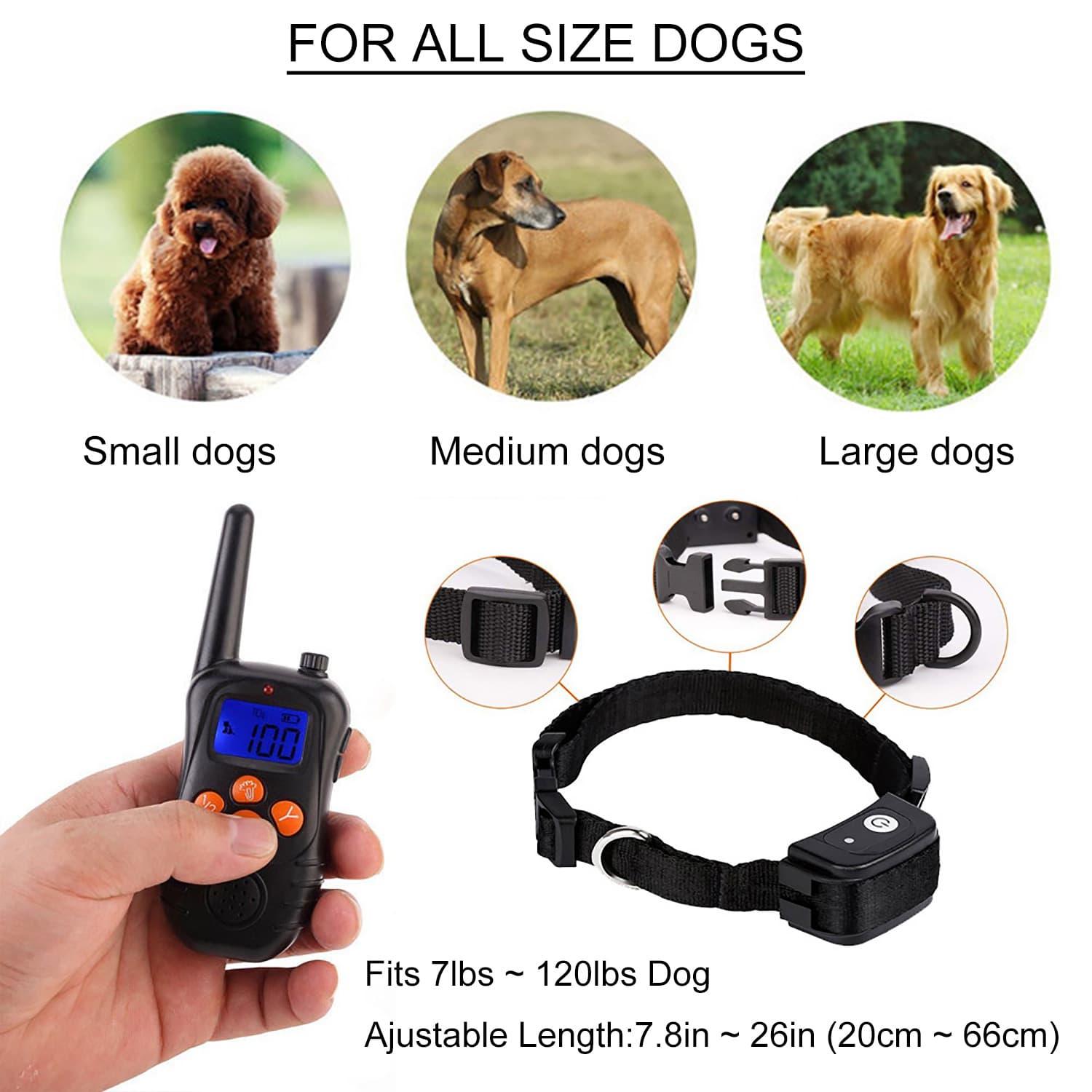 Waterproof Dog Training Collar with Wireless Remote Rechargeable 300M